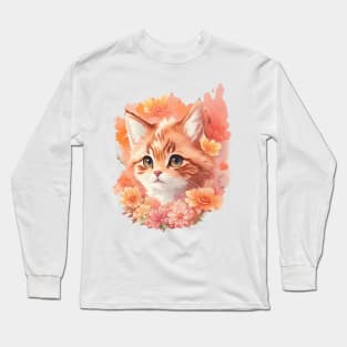 Magical Feline Charm: Cute Brown Kitten with Whimsical Allure Long Sleeve T-Shirt